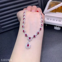 kjjeaxcmy boutique jewelry 925 sterling silver inlaid natural ruby female models luxury necklace pendant support detection