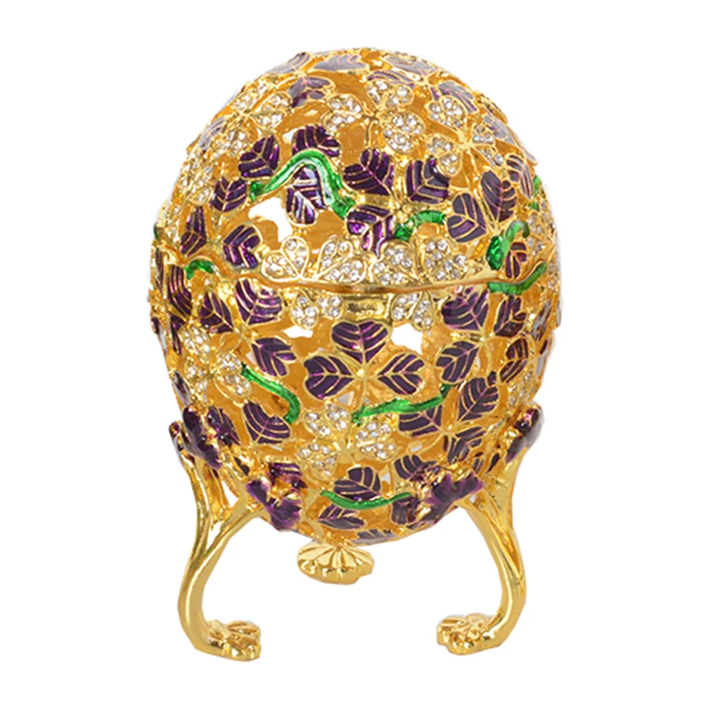 Шкатулка для яиц Faberge шкатулка с золотыми листьями и кристаллами ювелирная