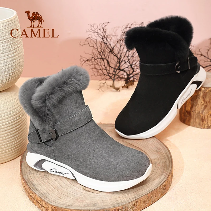 CAMEL/женские зимние ботинки женские модные повседневные ботильоны на меху теплые