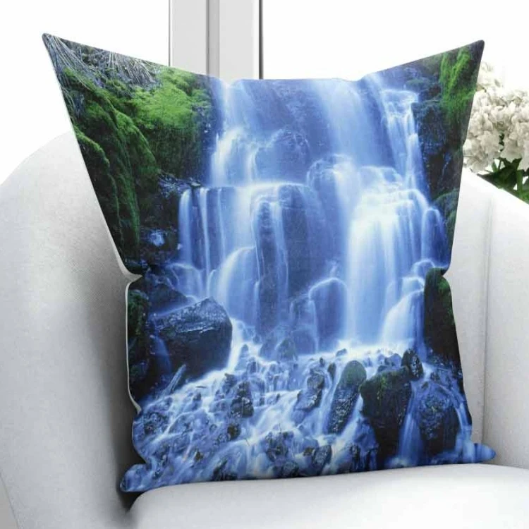 

Else Green Mountain Floral Blue Waterfall River 3D Pattern Print Throw Pillow Case Cushion Cover Square Hidden Zipper 45x45cm