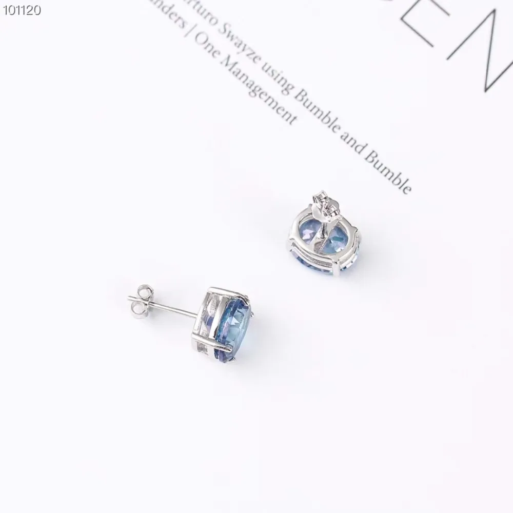 Ladies Natural Blue Topaz Rings Stone Earrings 925 Sterling Silver 2018 New Jewelry Light Luxury Simple Wedding Gift | Украшения и