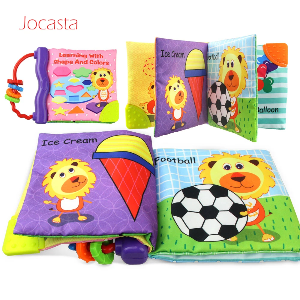 

Baby Toys Soft Cloth Book Baby Rattles Teether Rustle Sound Learning Shape and Color for Kids Toys Infant Child Rattles Gifts