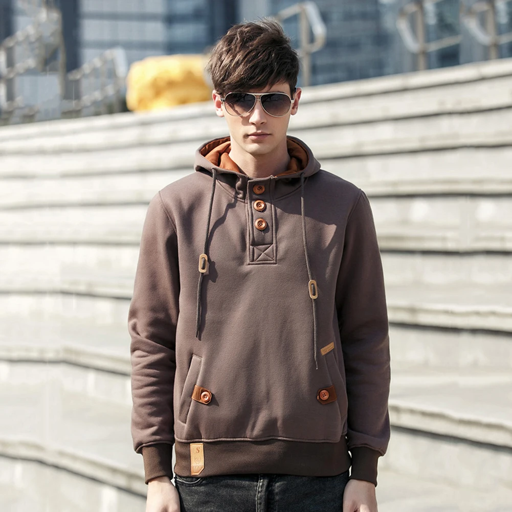 Модные Для мужчин с длинным рукавом Толстовки Slim Fit Повседневное теплый