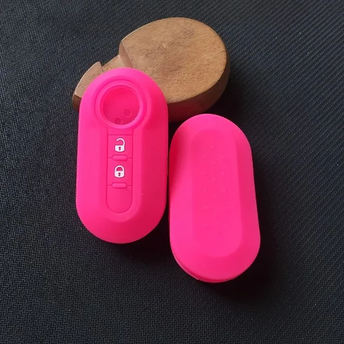 rose red Силиконовый для ключа автомобиля чехол подходит для Fiat 500 Panda Punto Case Starline Флип складной дистанционный ключ чехол для автомобиля 2 кнопки - Название цвета: rose red