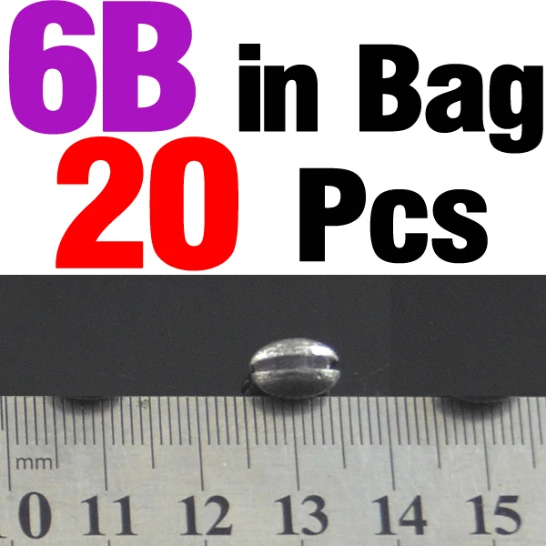 20Pcs 6B MNFT 20 шт./пакет 1B для 7B Премиум твердый Овальный Разделение выстрел свинцовый грузик фасоль в форме Вес привести аксессуары для рыболовных приманок - Цвет: 20Pcs 6B