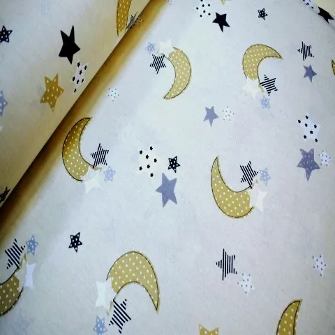 Хлопковая ткань с рисунком Луны и звезды|Ткань| |