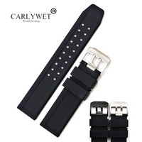 carlywet 23mm wholesale high quality rubber silicone replacement wrist watch band strap belt with black silver buckle