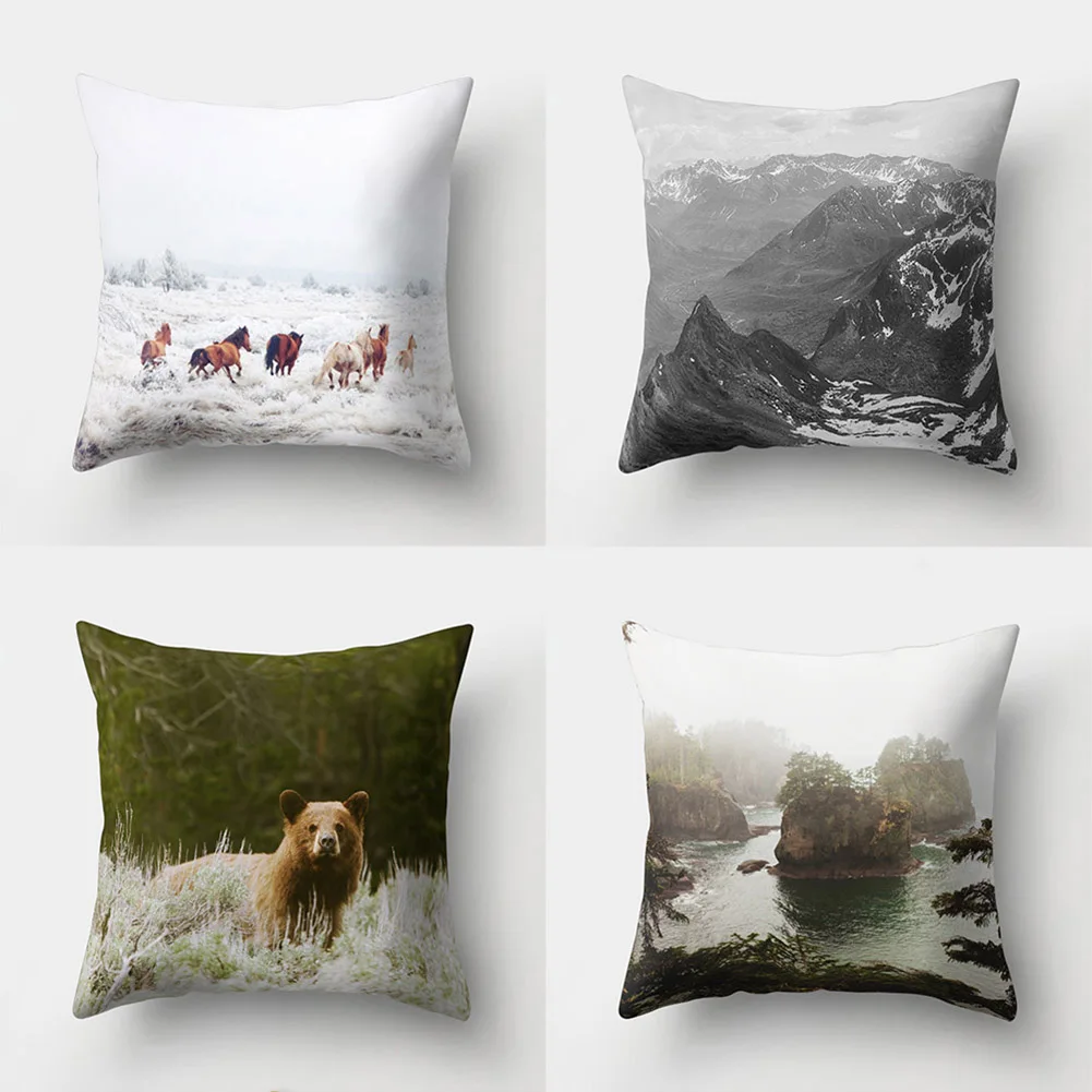 Лес горы печати Наволочки кровать талии кафе Главная|pillow case bed|printed pillow casepillow |