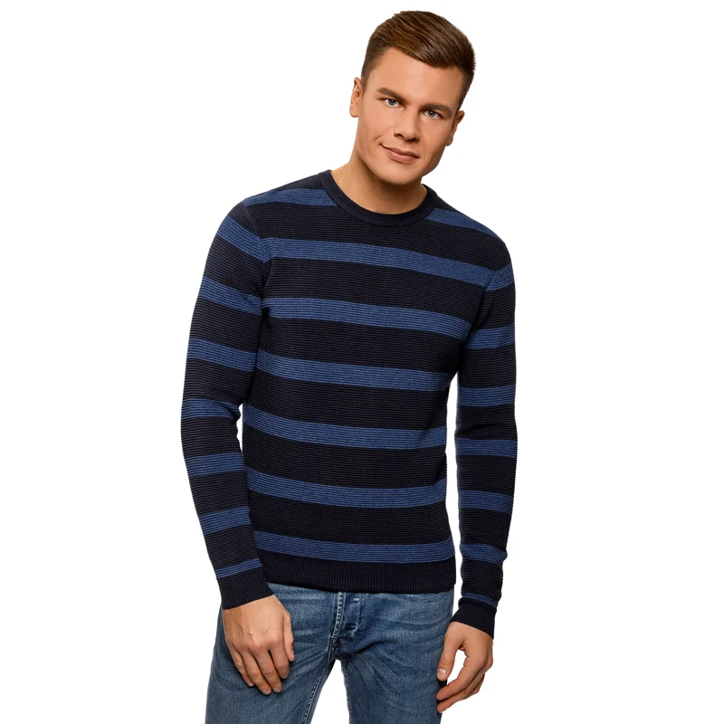 oodji Джемпер вязаный в полоску мужской 4L110041M/47582N|male sweater|sweater male |