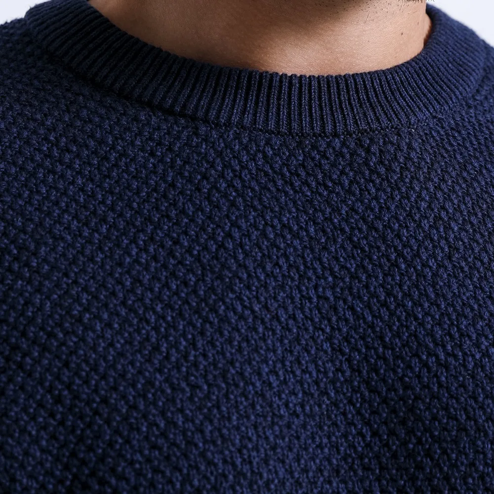 SIMWOOD 2019 на весну и зиму свитер для мужчин Slim Fit контрастного цвета вязаный пуловер - Фото №1
