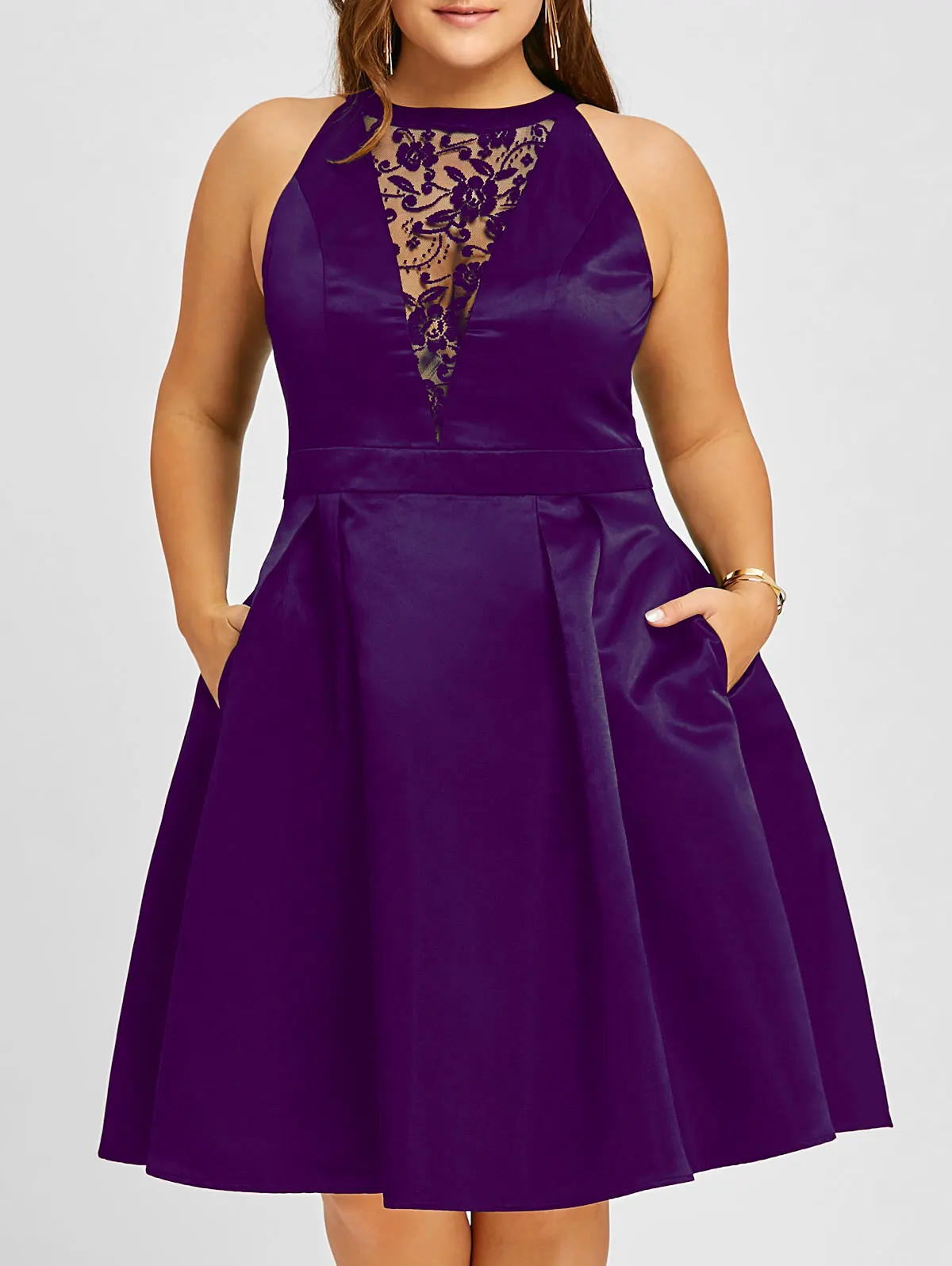 Rosegal, платье размера плюс, Vestidos, женские платья, черные кружевные вставки, без рукавов, винтажные вечерние платья, женское платье, Vestido Robe, большой размер, 5XL