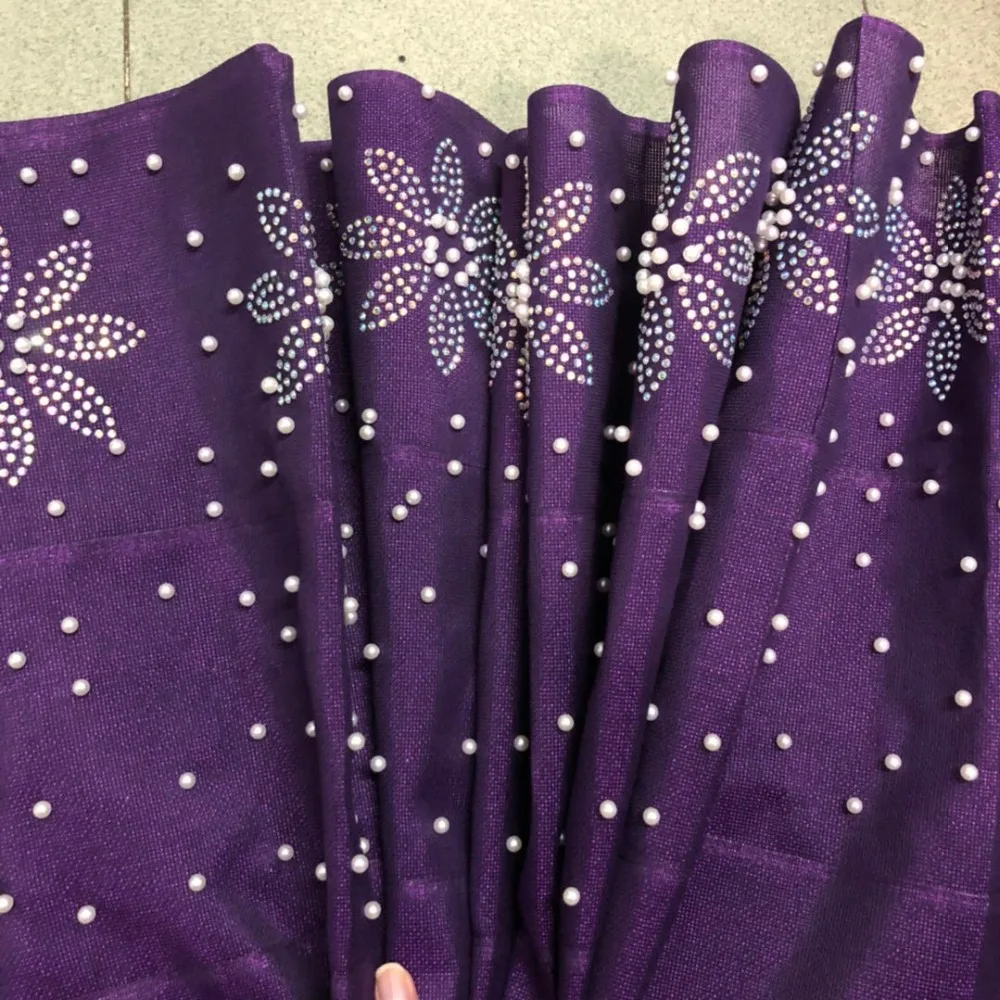 Новый дизайн модная нигерийская вышивка Aso Oke Gele с бусинами камнями
