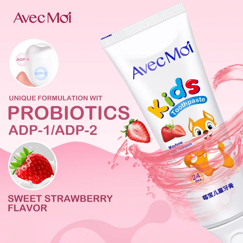 Детская зубная паста с клубникой Avec Moi 2 комбо пробиотическая антибактериальная