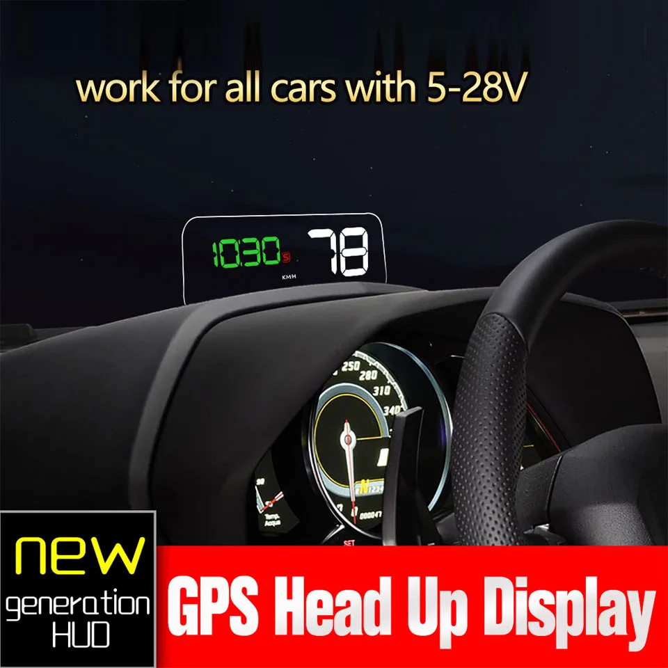 GPS Hud измеритель скорости Автомобильный дисплей с отражением зеркальной пленки