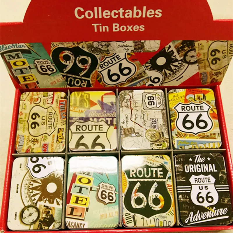 16 шт./кор. ROUTE 66 Pringting металлический ящик для хранения винтажный стиль коробка карт