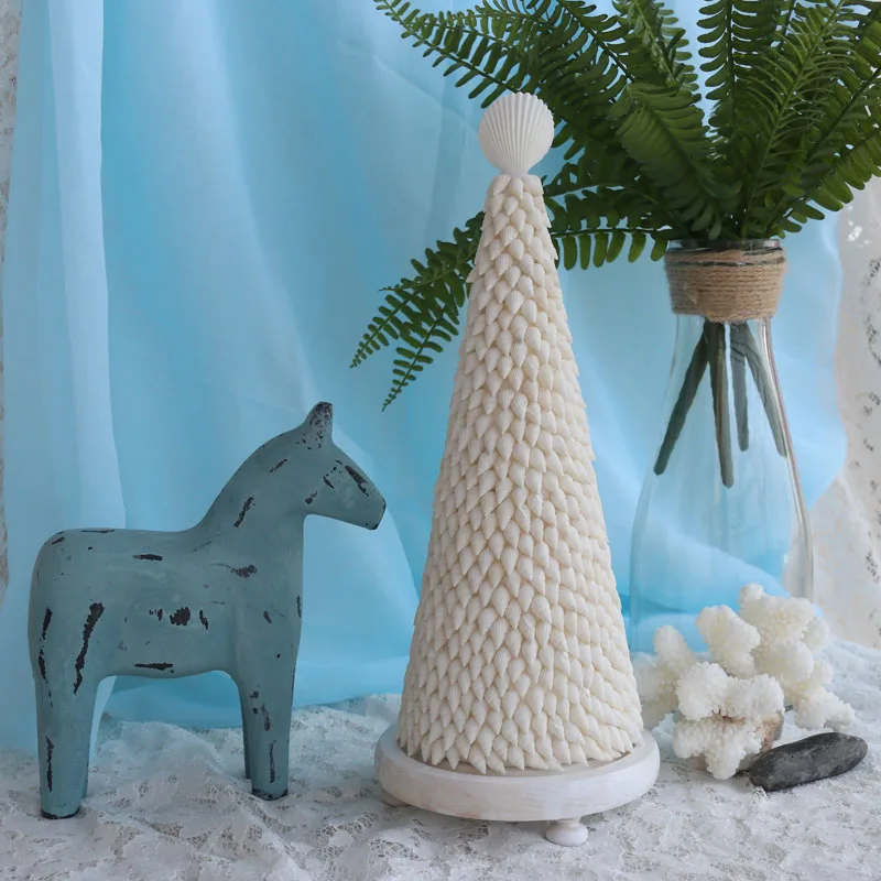 

Free Shipping(1set/lot)White Millet Snai Christmas Tree Natural Shell Conch Beach Wedding Decor Handmade Coastal Home Decoration