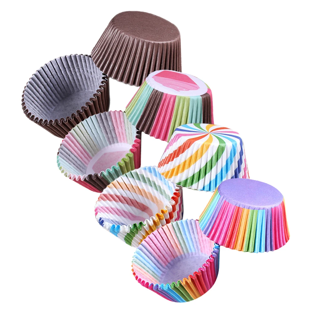 100 шт. обертки для кексов футляры чашки торта праздничные сувениры радужные цвета