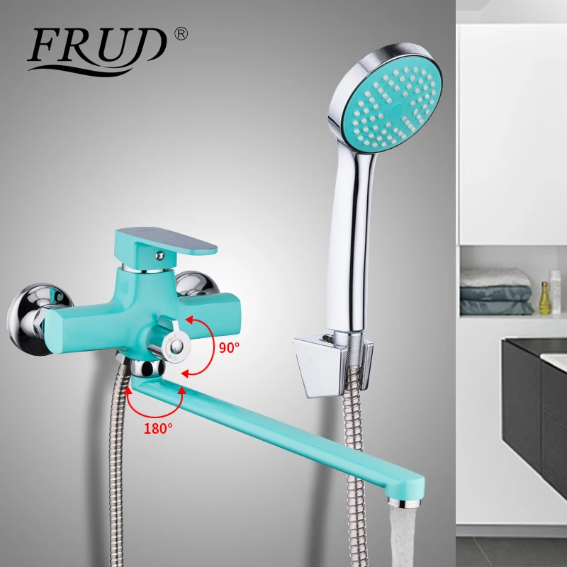 FRUD Горячая Распродажа зеленый длинный смеситель для ванны с Изливом настенный