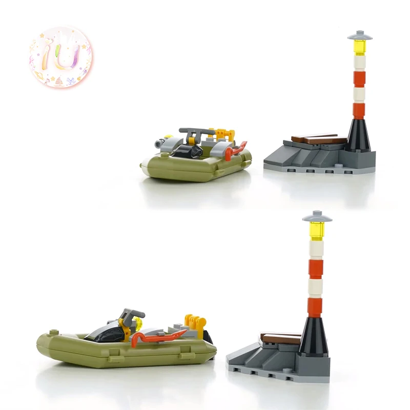 Legoings городской полицейский патрульный автомобиль и лодка строительные блоки