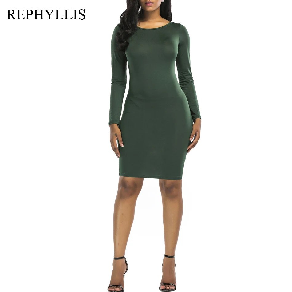 Женское сексуальное облегающее платье REPHYLLIS с открытой спиной круглым вырезом и