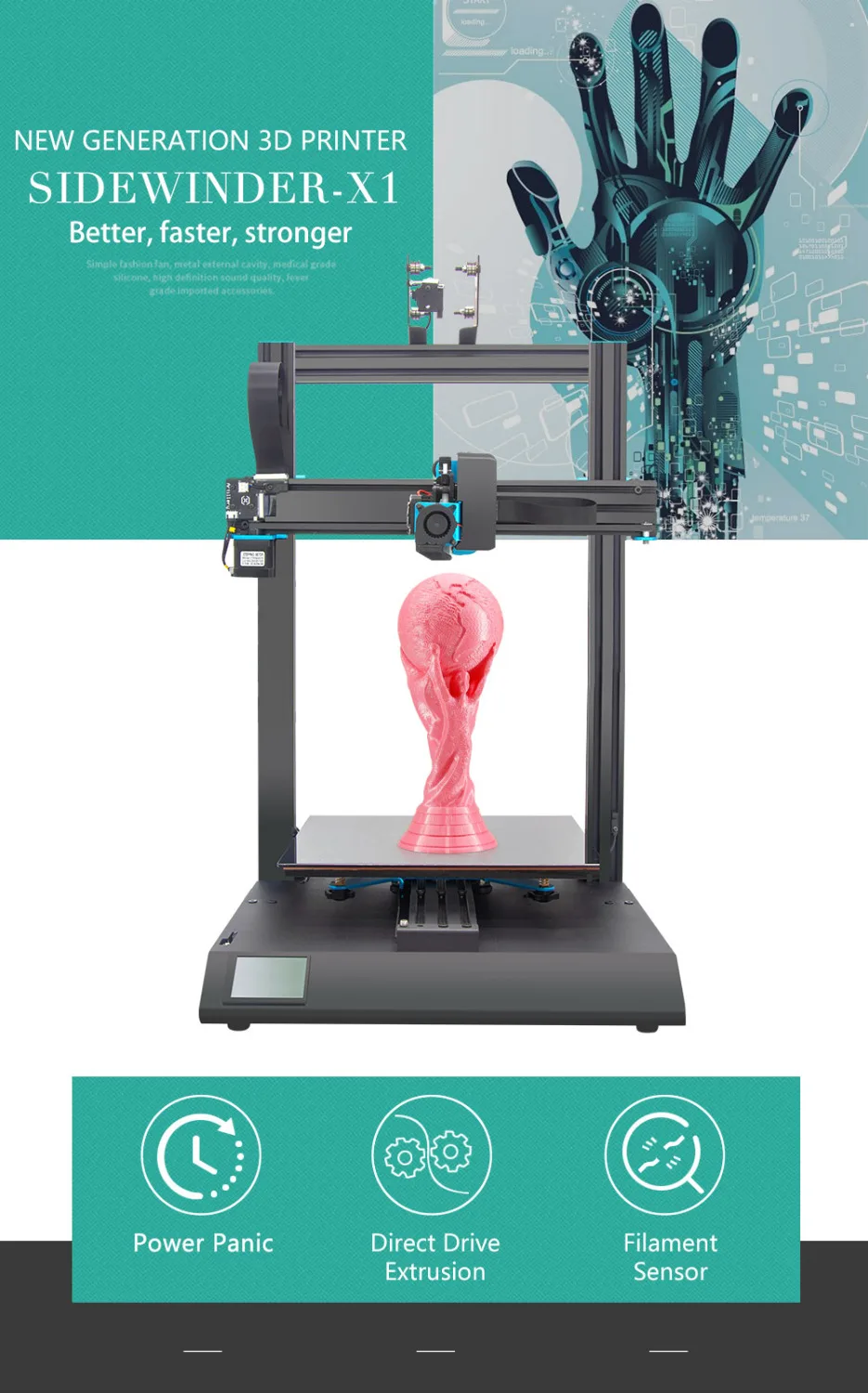 2019 артиллерийский 3d Принтер Комплект Sidewinder X1 ультра тихий драйвер TFT сенсорный