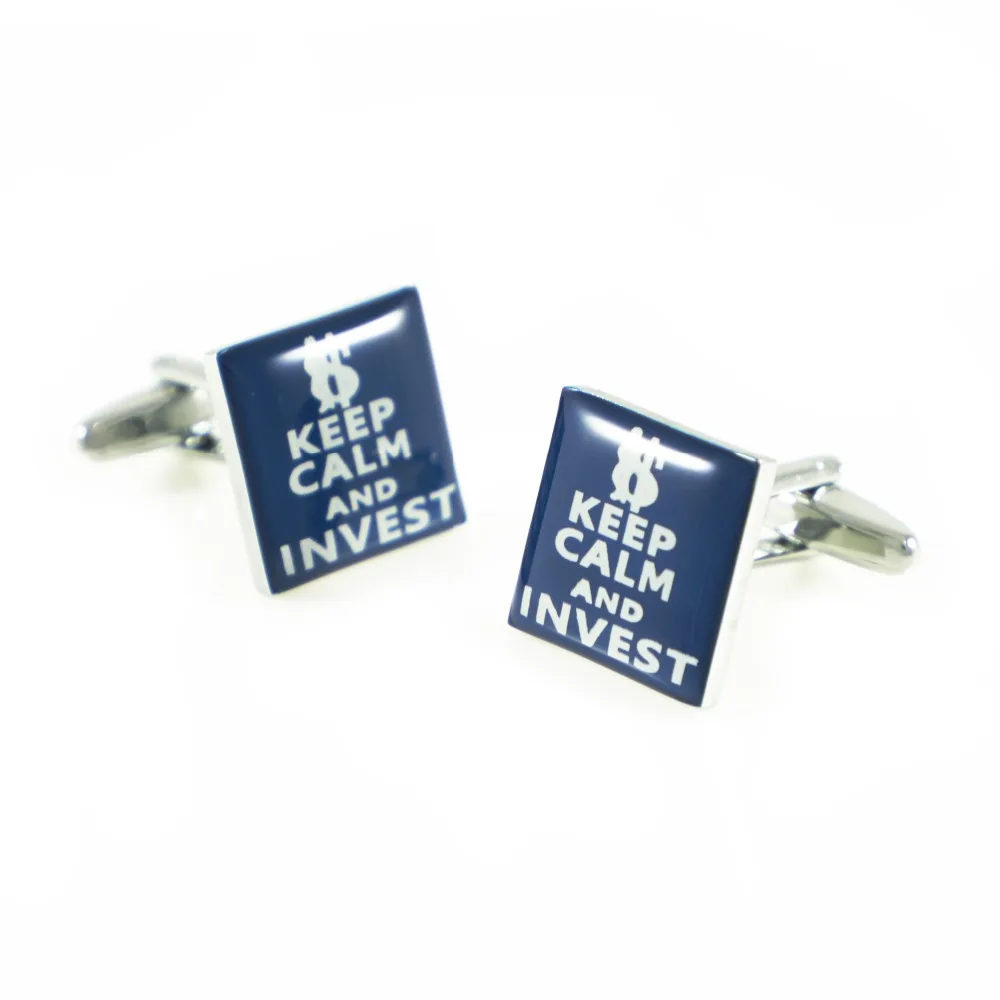 Запонки Keep Calm новинка квадратные Темно Синие запонки и инвестировать подарки на