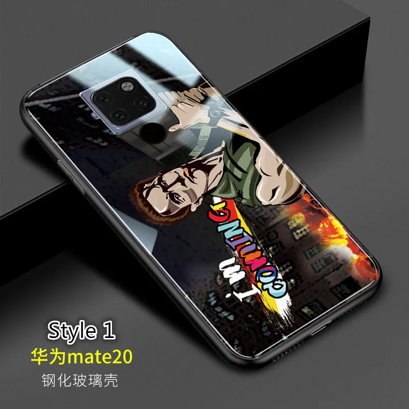 Креативный Дизайн чехол для huawei mate 20 20Pro 20X закаленное стекло задняя крышка+ ТПУ мягкий силиконовый резиновый бампер 1902051 - Цвет: Style 1