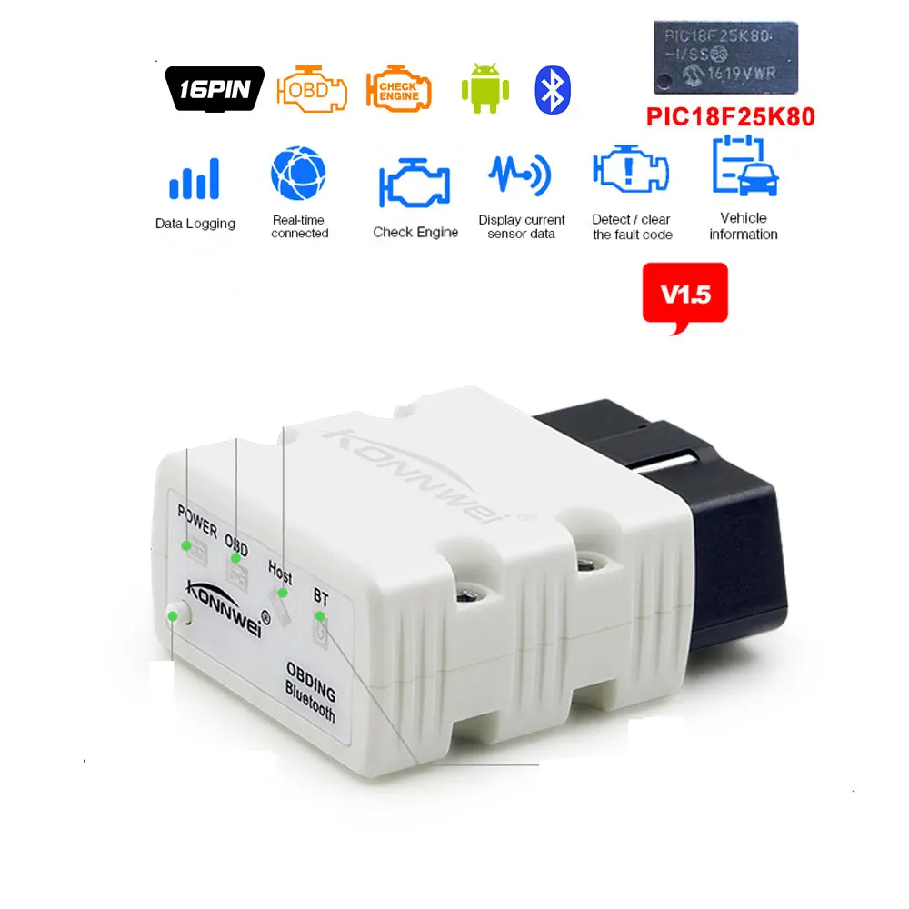 KONNWEI OBD2 сканер KW902 ELM327 V1.5 Bluetooth Автосканер PIC18f25k80 MINI ELM 327 OBDII KW902 считыватель кодов для Android телефона - Цвет: SC01-B01