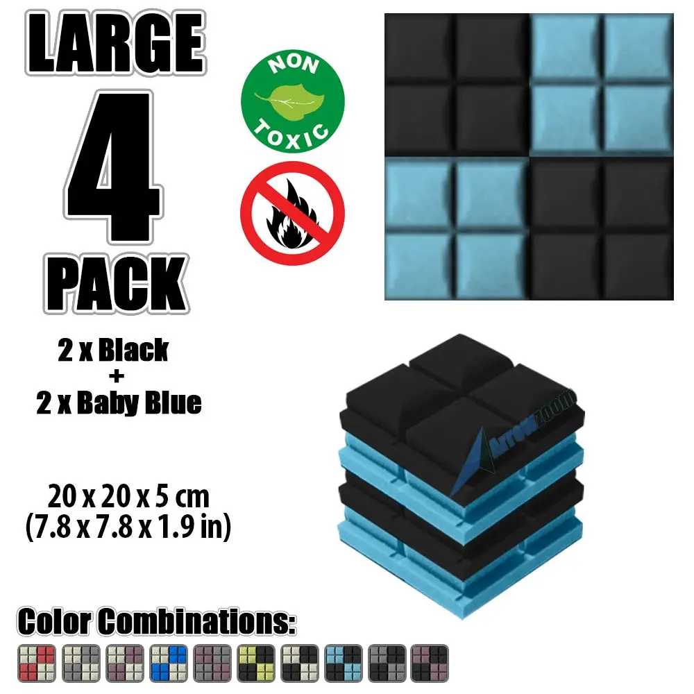

Arrowzoom 4 pcs 7.8" x 7.8" x 1.9" Color Combination Hemisphere Grid Tile Studio Sound Absorbing Panel Acoustic Foam Treatment
