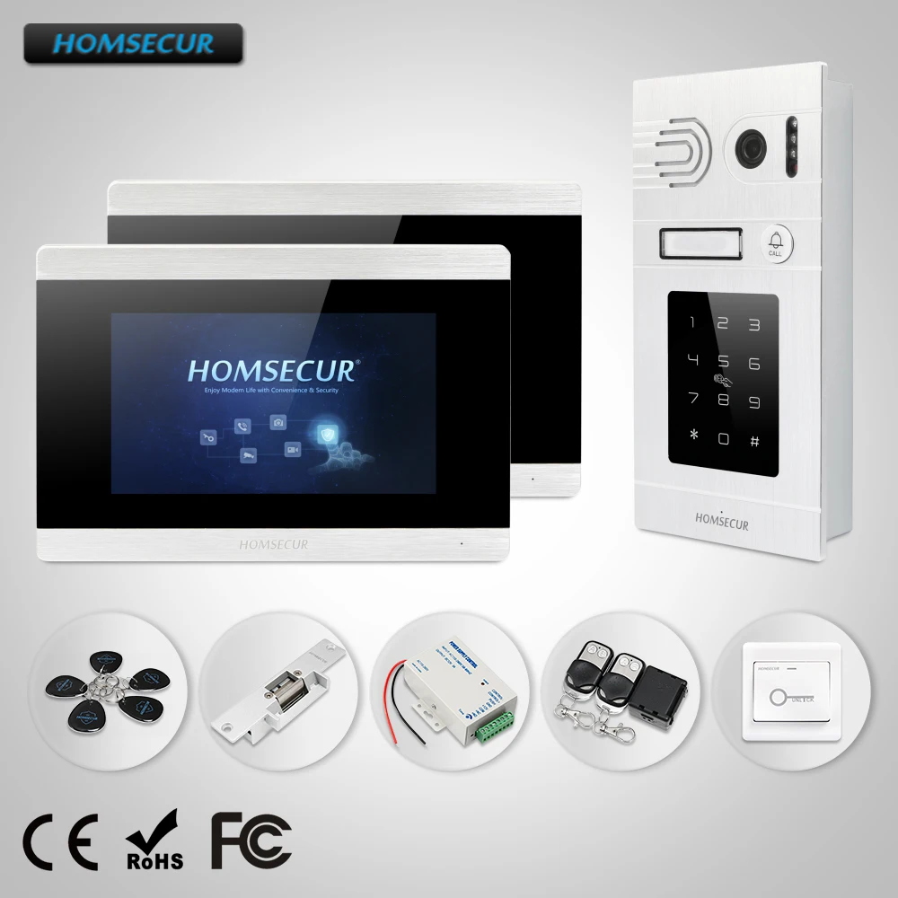 

HOMSECUR 7" Wired Video Door Phone Intercom System+Silver Camera Password & ID Access for House/Flat BC071-S + BM715-S