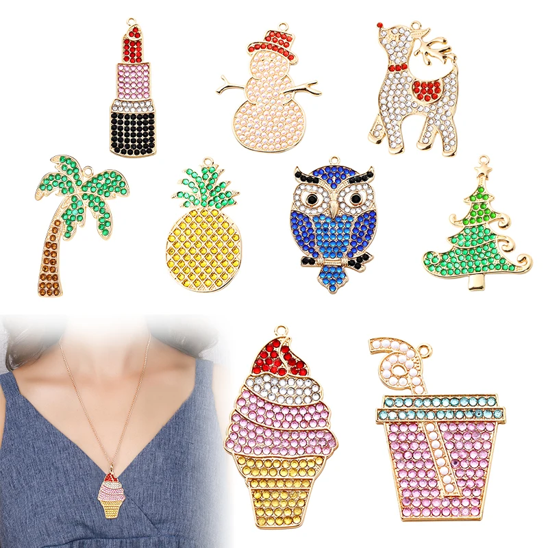 DIY полный дрель алмазная живопись брелок Снеговик ожерелье кулон Рождественское