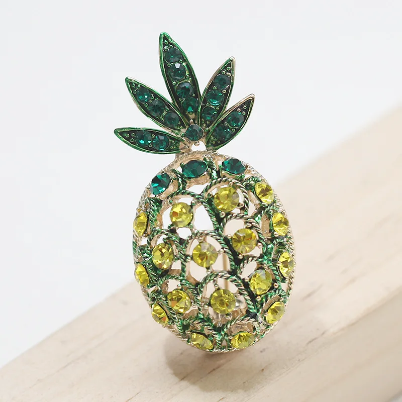 YANYI New Arrival Fruit Design Pineapple Brooch with Rhinestone Band and Green Enamel Leaf for Women Girls Holiday Gift | Украшения и