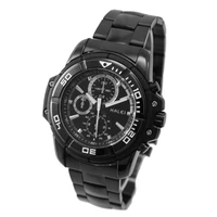 alexis new black dial black stainless steel band round black watchcase mens quartz watch fw872a
