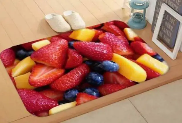 Напольный коврик для кухни 50x80 см с изображением фруктов желтого красного