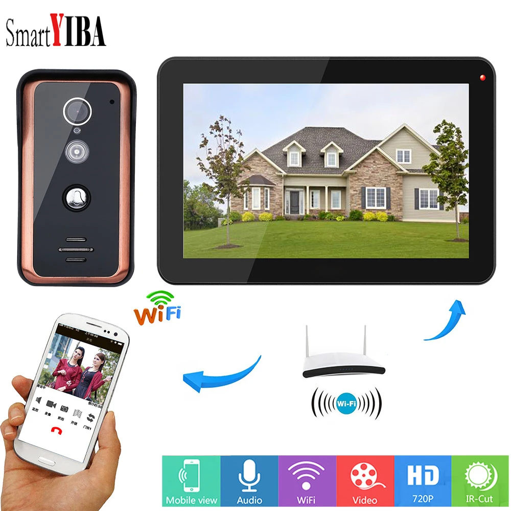 Видеодомофон SmartYIBA беспроводной видеодомофон с 9 дюймовым монитором Wi-Fi дверной