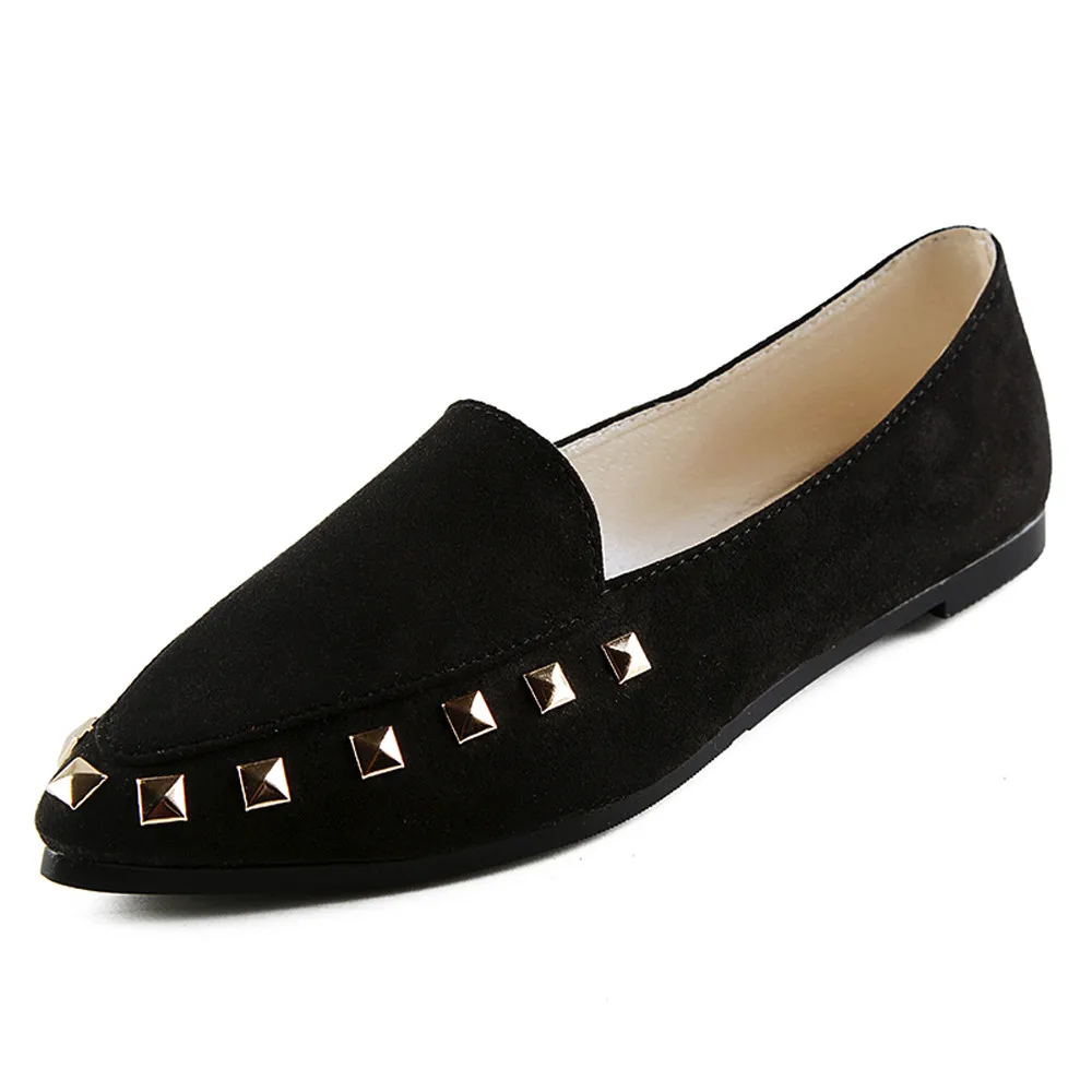 YOUYEDIAN/женские туфли в горошек однотонные женские с заклепками острым носком без