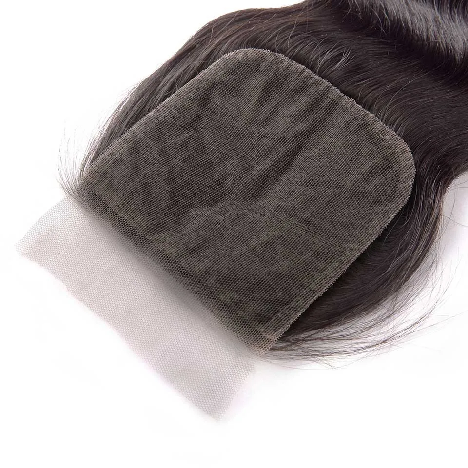 Prom Queen Silk Base Closure Brazilian Body Wave Human Remy Hair 4x4 Siwss Lace With Baby Middle/Free Part | Шиньоны и парики