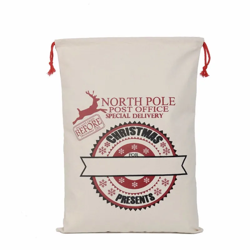 1pcs Christmas Gift Bag 8 styles Red Drawstring Canvas Santa Sack Rustic Vintage Stocking Bags Decoration | Дом и сад