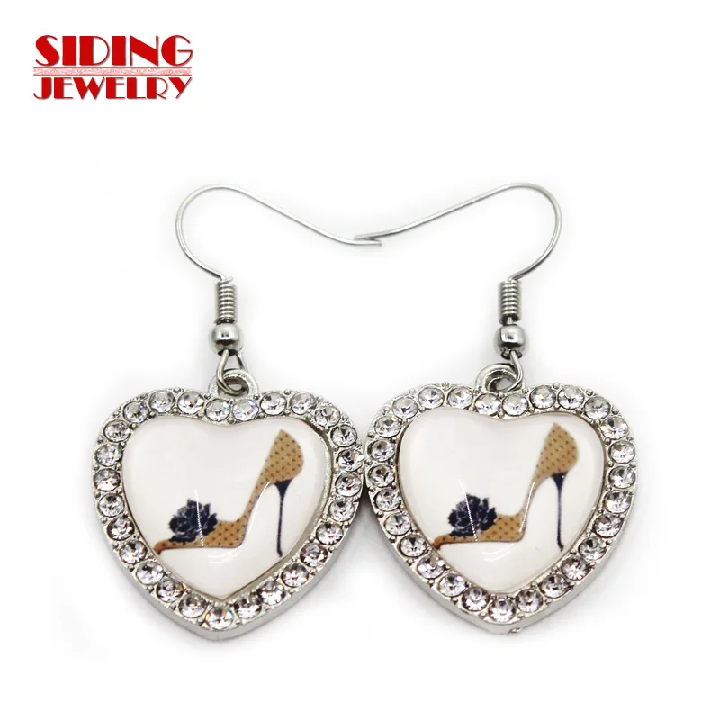 Серьги на высоком каблуке с кристаллами и сердечком 5 пара/лот 2018 | Украшения
