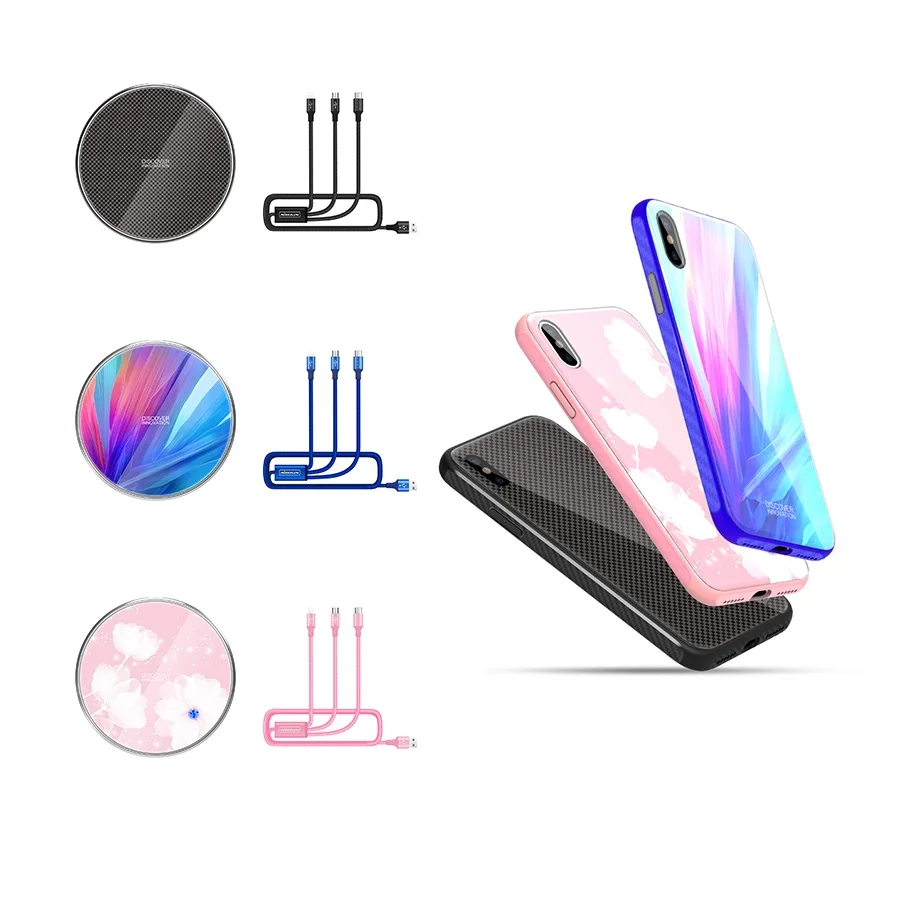 Подарочная упаковка Nillkin Qi беспроводной зарядный коврик 3 в 1 usb зарядный кабель чехол для телефона для iPhone XR/XS для iPhone XS Max 5,8/6,1/6,5