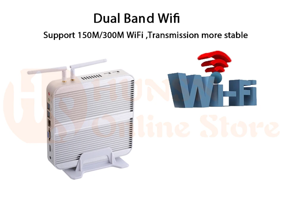 Безвентиляторный мини ПК, Intel Core I5 5200U, Windows 10/Ubuntu, серебристый, [HUNSN BM01L],(WiFi/1HD/1VGA/4USB3. 0/2USB2. 0/1LAN