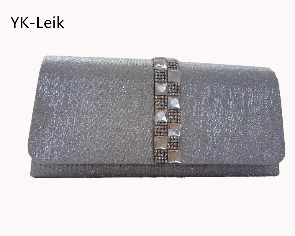 

YK-Leik European And American Women Shoulder Bag Pu Material Shiny Powder Diamond Evening Chain Messenger bags Clutch wallet