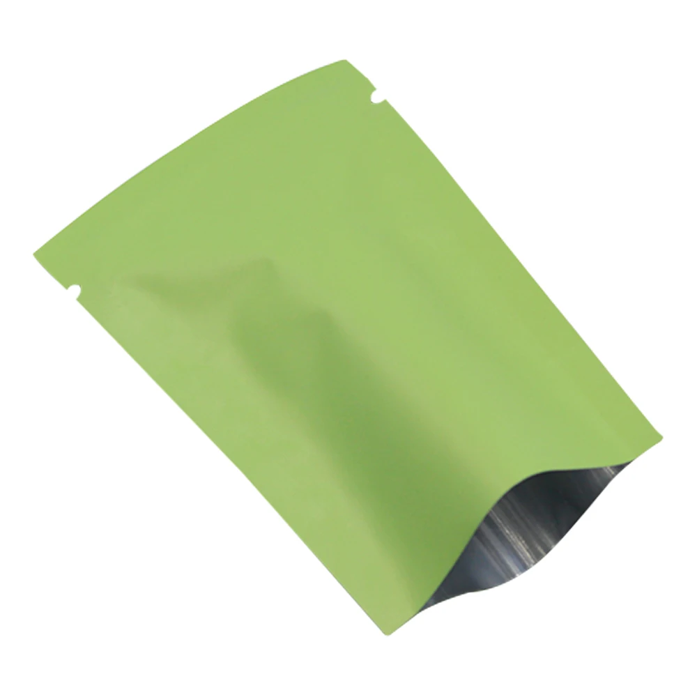 

100Pcs 6x9cm Matte Green Aluminum Foil Bag Nuts Snacks Candies Cookies Storage Bag Opening Top Heat-seal Vacuum Bags Smell Proof