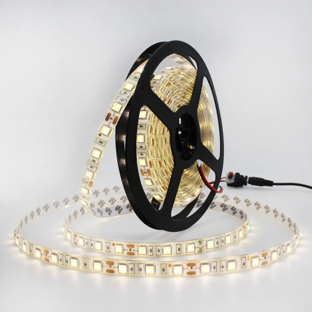 SMD 5050 Светодиодные ленты 5 м 60 светодиодов/M AC/DC 12V гибкая лента светодиодная