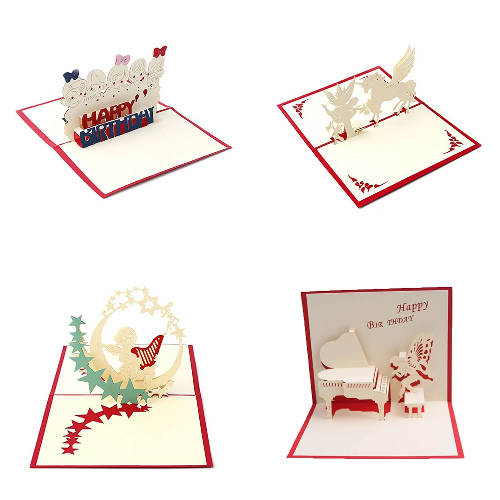 Творческий 3D pop up праздничные Бумага открытка фестиваль День рождения