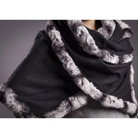 black purple chinchilla fur scarf female ladies winter autumn spring wraps wool women fashion wraps s16