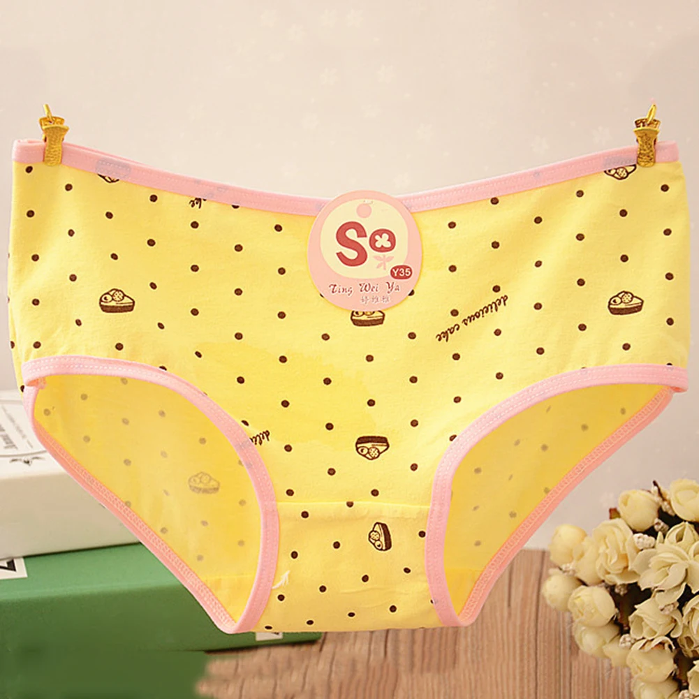 Women's Girls' Cute Cartoon Heart Bear Flower Briefs Mid Rise Panties Underwear |