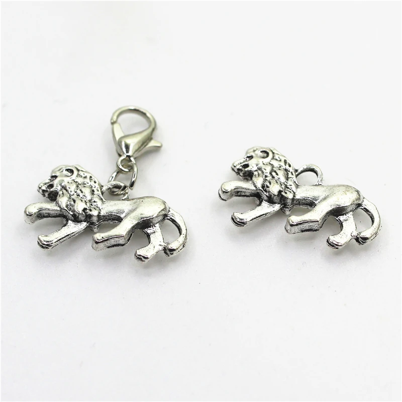 

20pcs/lot Antique Silver Lion Dangle Charms Lobster Clasp Charms DIY Bracelet&Bangles Jewelry Accessory Animals Hanging Charms