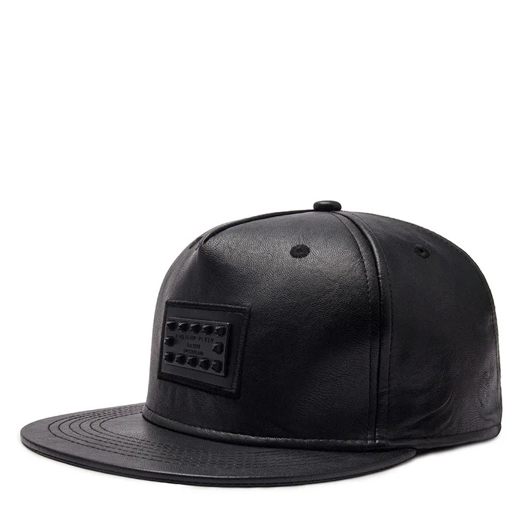 Seioum 2018 черная бейсболка из искусственной кожи плоская кепка Snapback хип хоп