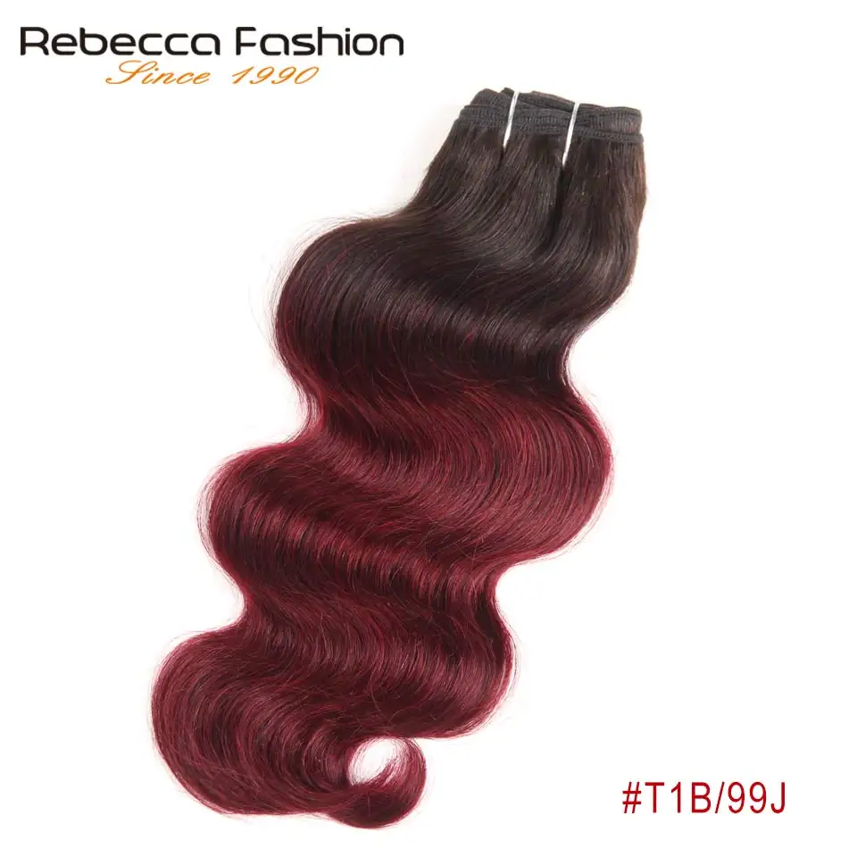 Натуральные волнистые волосы Rebecca 1 пучок цветные # T1B/30 T1B/27 T1B/99J T1B/BUGR Remy